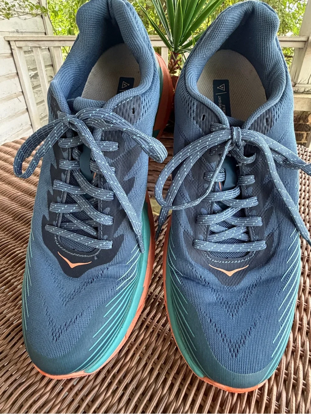 Hoka Blue & Teal Women's Running Shoes with Coral Accents